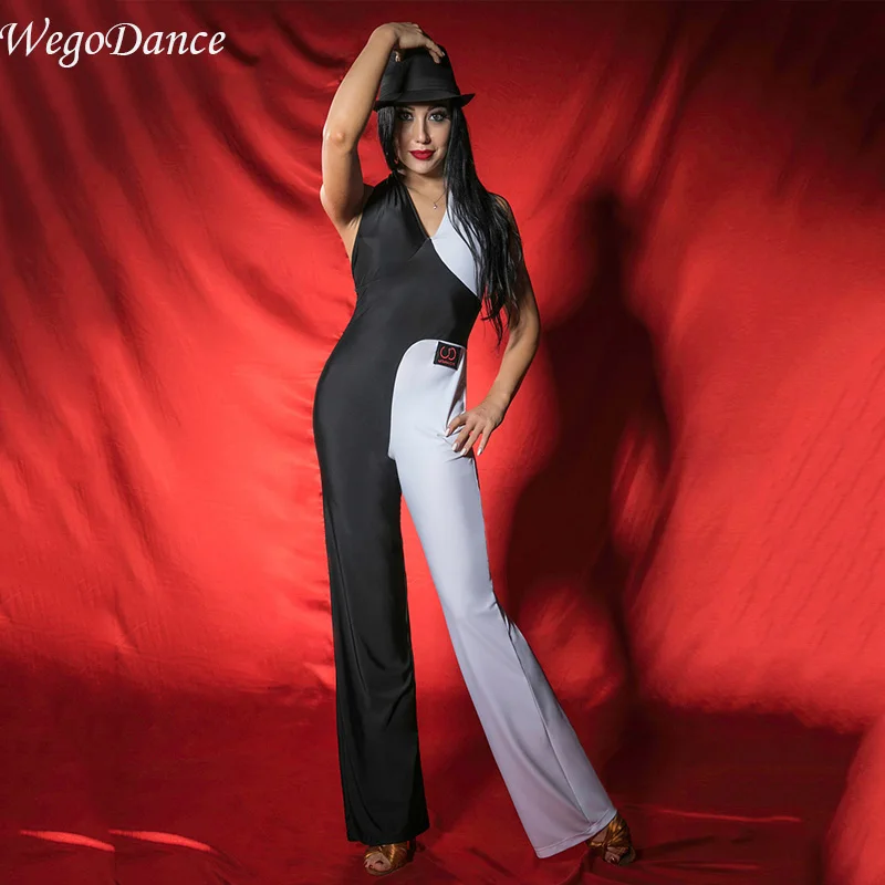 Buy Latin dance costumes new black and white cross