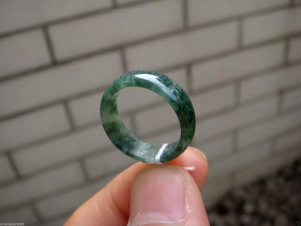

100% Natural Untreated Floral Blue Icy Jade Jadeite Ring Size 15MM 5 +AGrade A