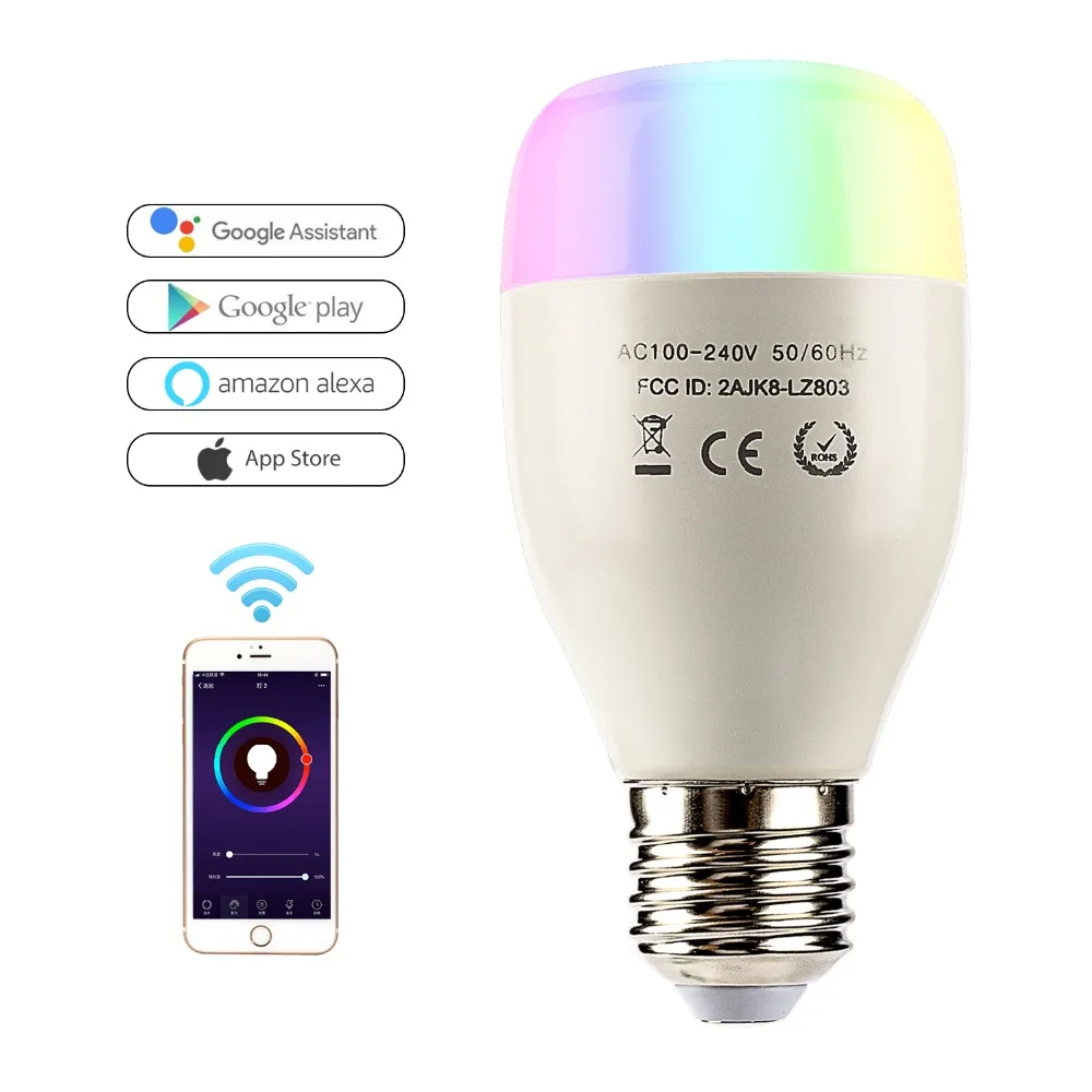 

DIY Smart LED Light Bulb E27 7W 6500K Dimmable Led Lamp Wifi Voice Remote Control RGB Spotlight Works With Alexa Google Home