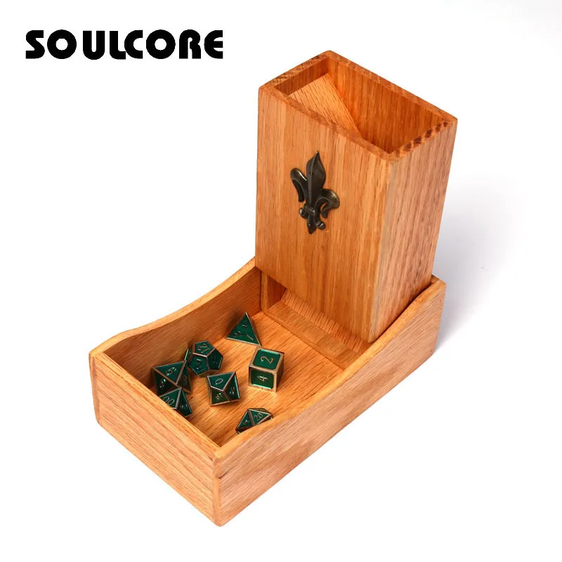 

soulcore dnd dice tower wooden fold 17cm Oak Storage dice Magnet adsorption rpg dice tray for dungeons and dragons table games