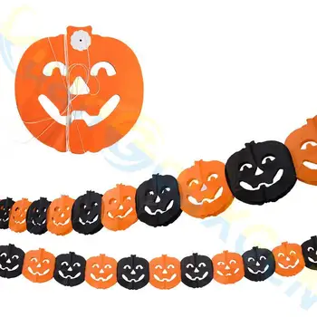 

Halloween props Spider pumpkin ghost bats paper chain Halloween Decorations Garland banner paper pull flowers party supplies