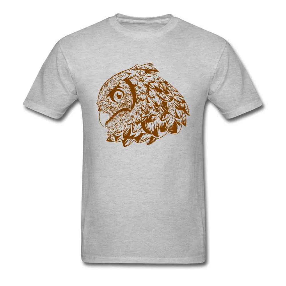 Print OWL Summer Short Sleeve NEW YEAR DAY Tops Shirt Special Crew Neck 100% Cotton Fabric Tee-Shirt Boy T Shirts OWL grey