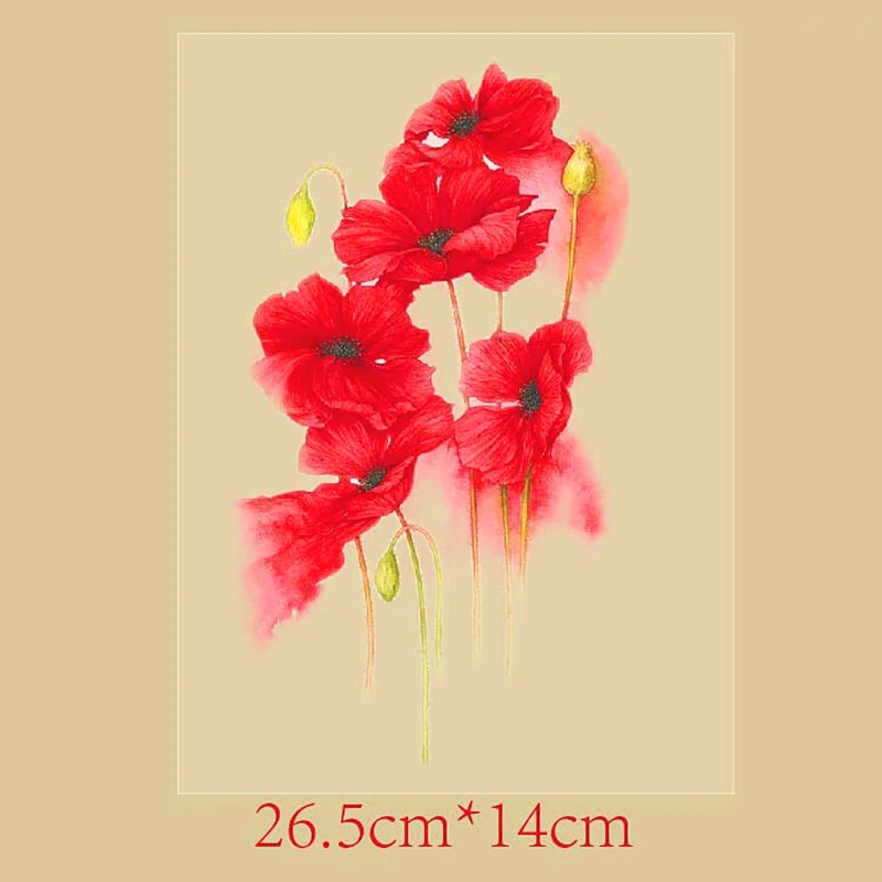 Красная нашивка цветы DoreenBeads 26 5x14 см футболка пресс стикер моющийся Утюг накладки