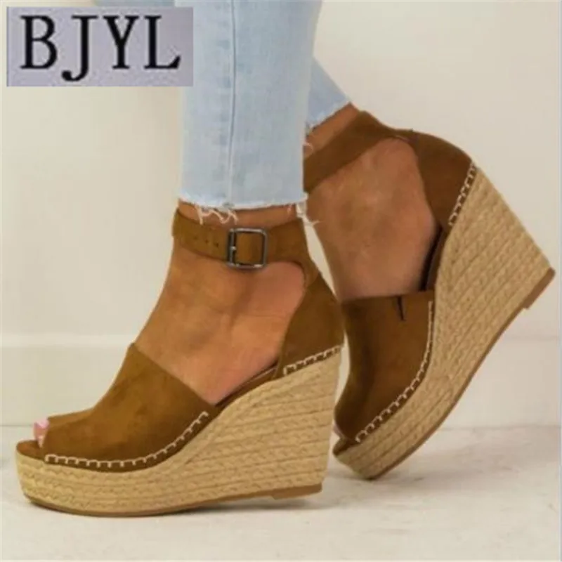 

Summer increased explosions women's shoes hemp rope wedge-shaped shallow mouth fish mouth casual women's sandals