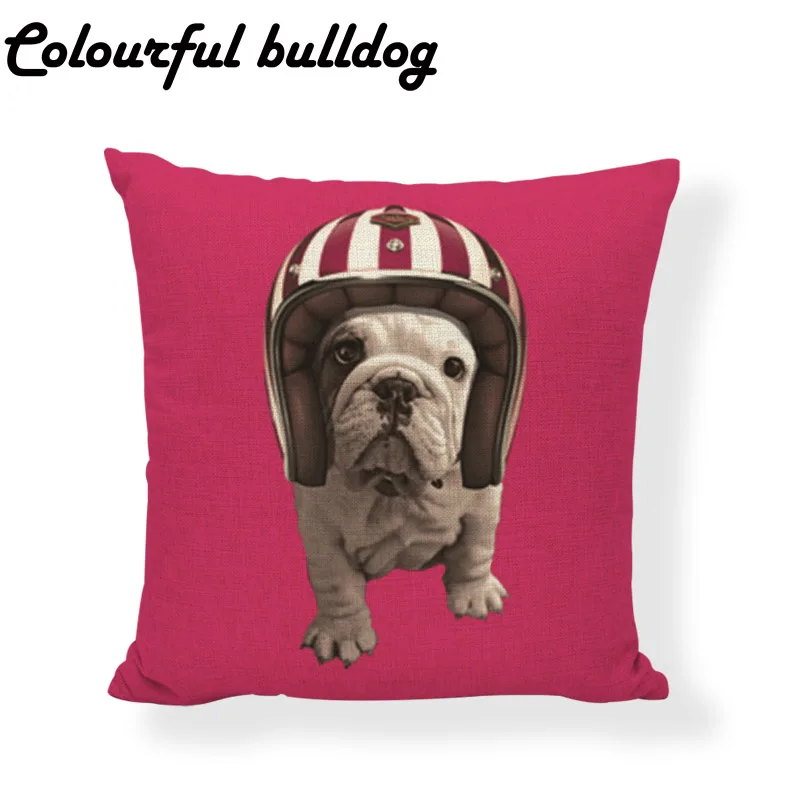 Милый красочный Чехол на подушку с французским бульдогом, мультяшная Собака 45x45 см, квадратный Чехол на подушку с Мопсом Корги в пиве для гостиной, декорированный Чехол на подушку