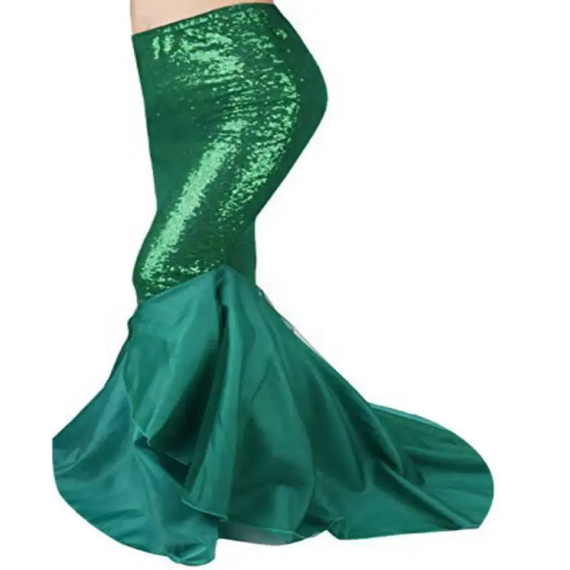 2019 зеленый русалка Высокая талия юбка с блестками и развевающейся юбкой половина тела узкая-карандаш