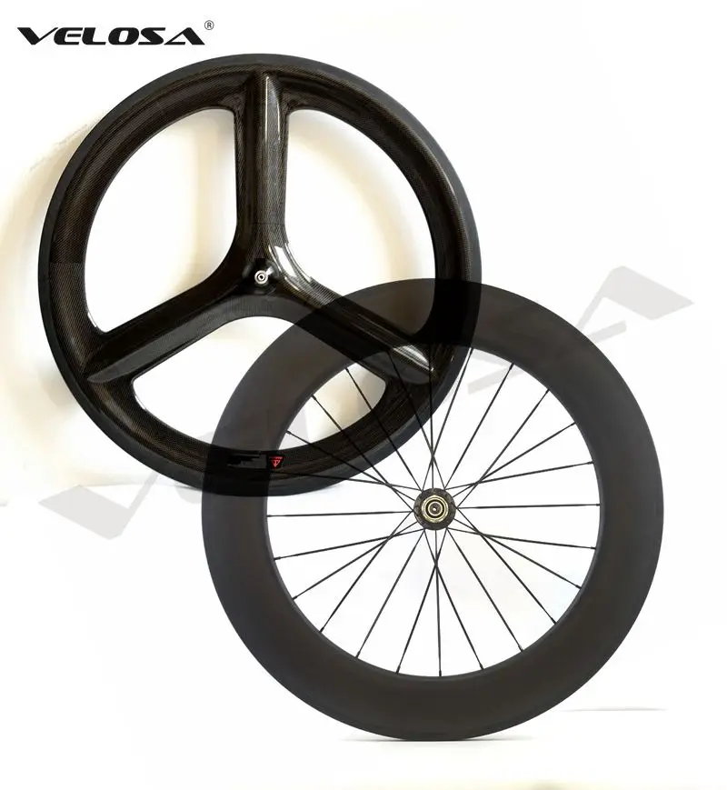 Track/Time Trial/Triathlon bike carbon wheelset front 3 spoke rear 88mm