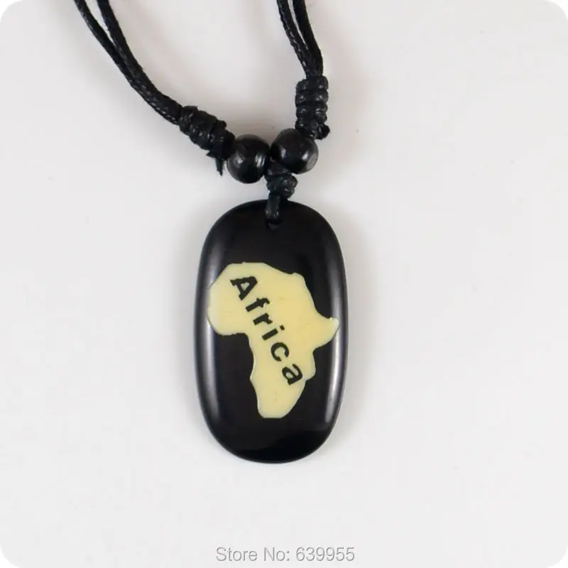 

Africa map Resin Carving Pendant Necklace Fashion Jewelry