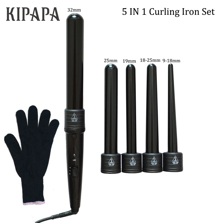 Harga Kipapa 5 P Pengeriting Besi Rambut 9 32 Mm Profesional Curl Besi 0.35 untuk 1.25 Inch Keramik Styling alat Rambut Tong Ditukar