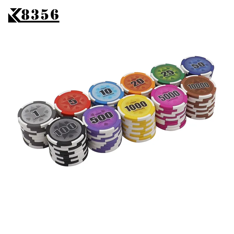 

K8356 25PCS/Lot 14g Board Game Clay Film Chips Coins Baccarat Texas Hold'em Mahjong Double Color Crown Clay Poker Playing Chips