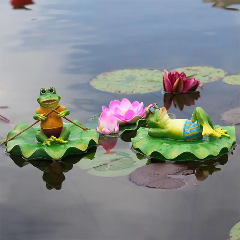Beste Creative Resin Drijvende Kikkers Standbeeld Outdoor Vijver Decoratieve Leuke Kikker Sculptuur Voor Thuis Bureau Tuin Decor Ornament