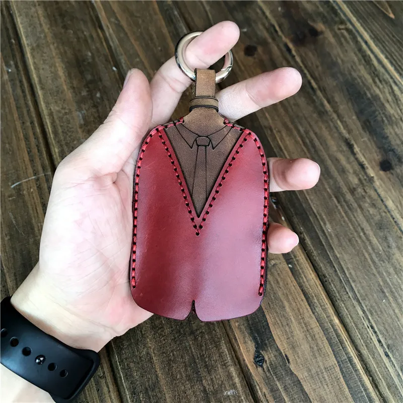 

Genuine Leather Car Key Wallet Set Pure Handmade Creative Cowhide Key Box Car Key Case