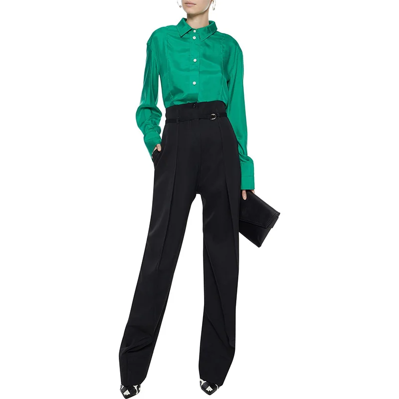 

Women Shirt Oversize Super Grade Silk Shirt with 19 M-Mi Electric Spinning