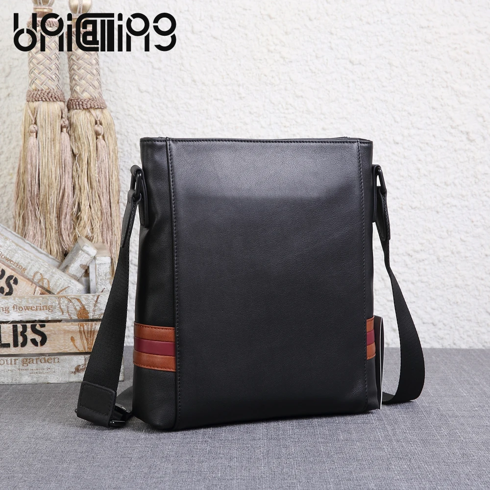 

UNICALLING messenger bag men leather fashion men cross body bag top grade quality genuine leather men shoulder bag