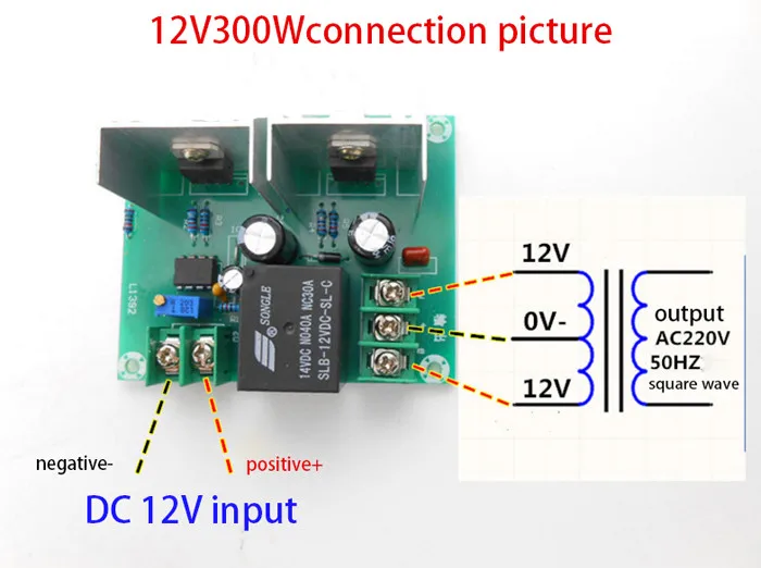12 В 300 Вт 50 Гц инвертор драйвер платы низкочастотный преобразователь модуль плоская волна мощность
