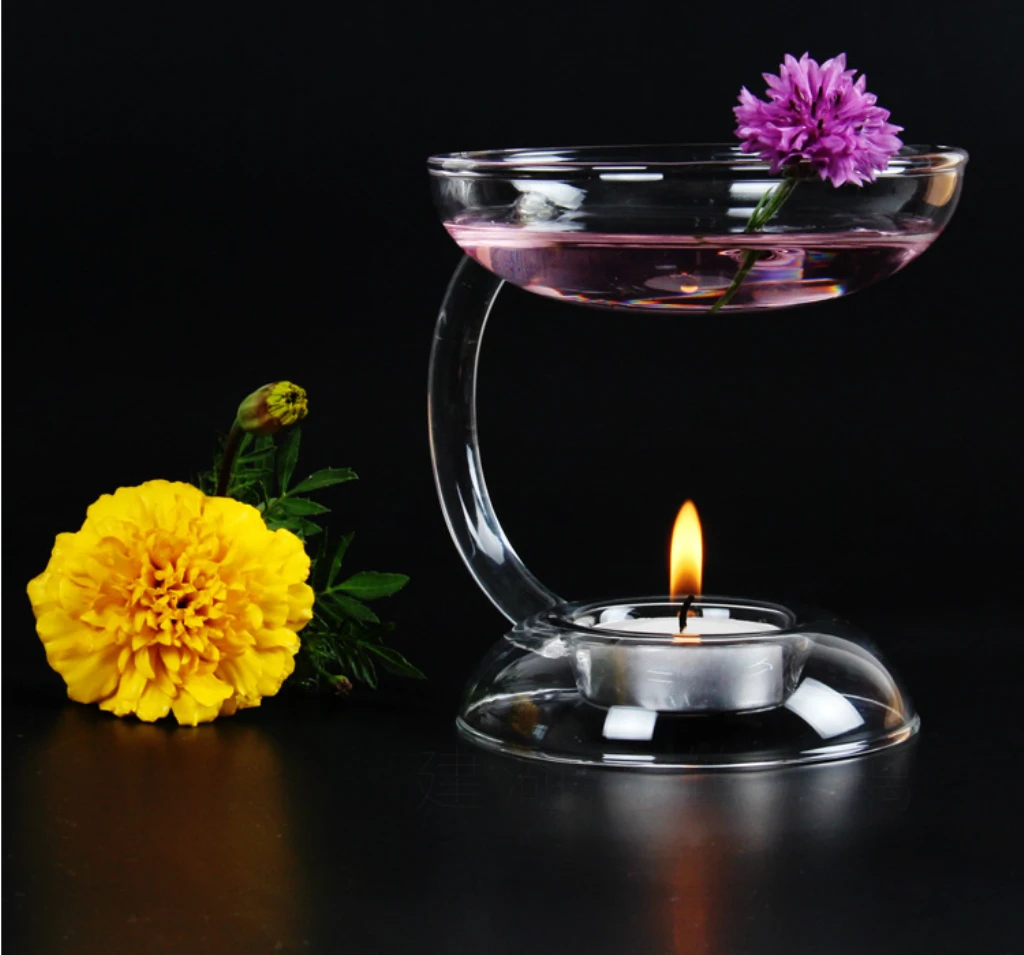 6 x Crystal Glass Candlestick Tealight Candle Holder Aroma Oil Burner