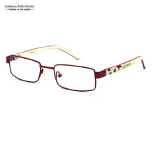 Милые прямоугольные линзы, металлические очки, оправа для женщин, девушек, студентов, очки, красная оправа, звезда, Deboss, дужки, Rx, оптическая оправа, чистые линзы 9149