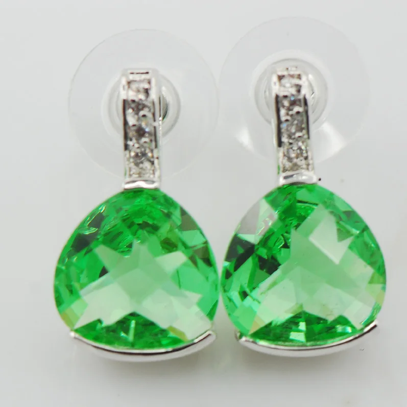 

New Peridot Woman 925 Sterling Silver Crystal Earrings TE528