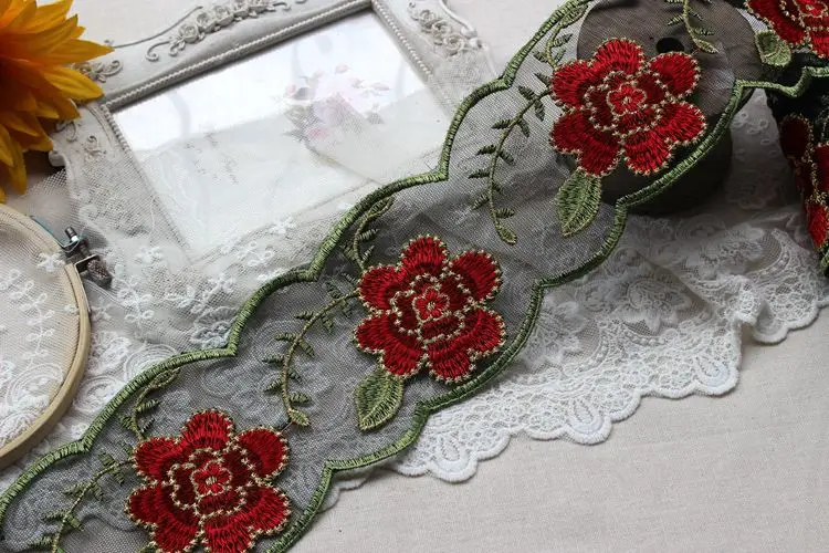 3Yards Mesh flower embroidery Lace Ribbon For Dress Decoration Fabric Applique Trim Sewing Supplies Accessories | Дом и сад