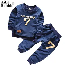 AiLe Rabbit/Новинка; сезон лето-осень; детская одежда в клетку с рисунком кролика для маленьких мальчиков комплект одежды для детей; рубашка и брюки; 2 предмета