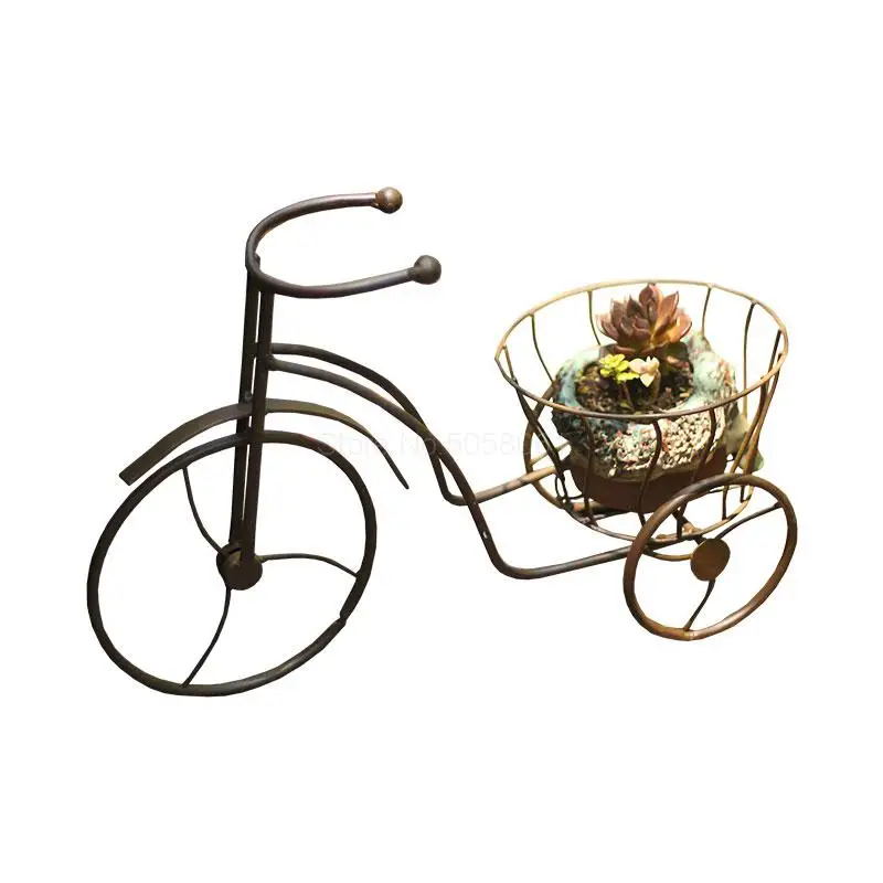 

European Tieyi Retro Mini-tricycle Bicycle Shape Creative Flower Stand Multi-flesh Tieyi Flower Pot Arrangement