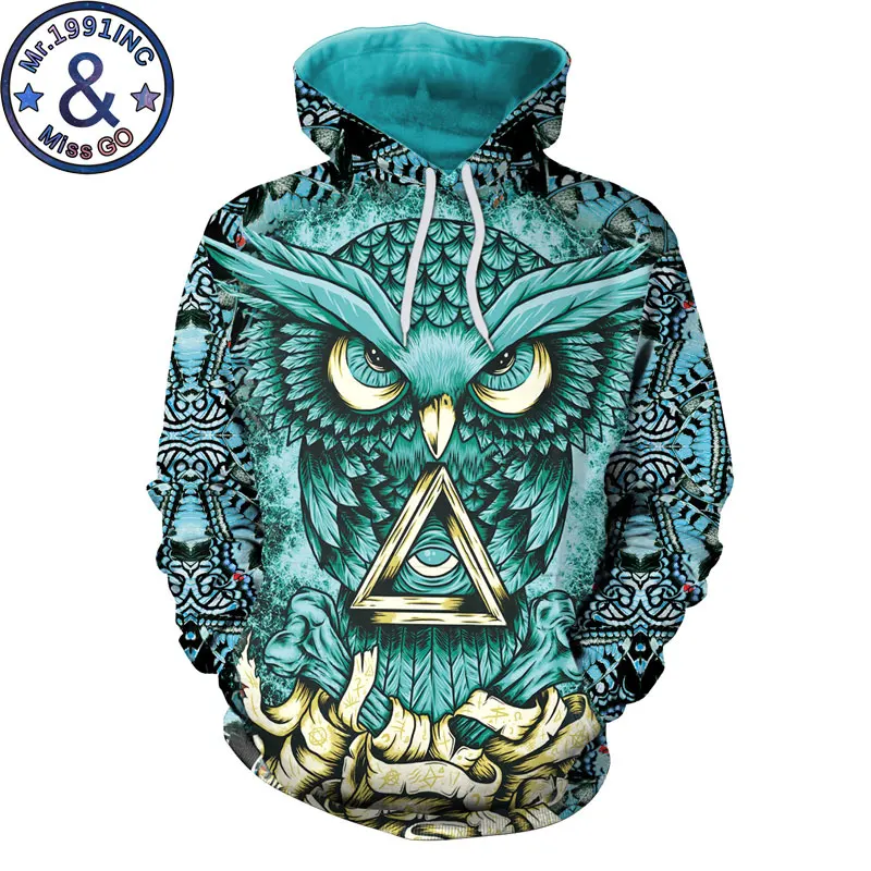 

Casual 3D Hoodies Men Women 2018 Psychedelic Owl Print Hooded Sweatshirts Men Harajuku Hip Hop Streetwear Hoodie Sweatshirts XXL