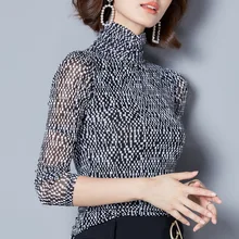 Весенне-зимние женские модные тонкие сексуальные газовые Лоскутные элегантные женские рубашки-топы оптом плюс бархатные футболки