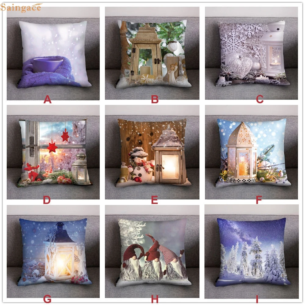 Singace Christmas Cushion Cover Polyester Sofa Car Cushion Cover Home Decor Christmas Pillow Case Car Decor 1021