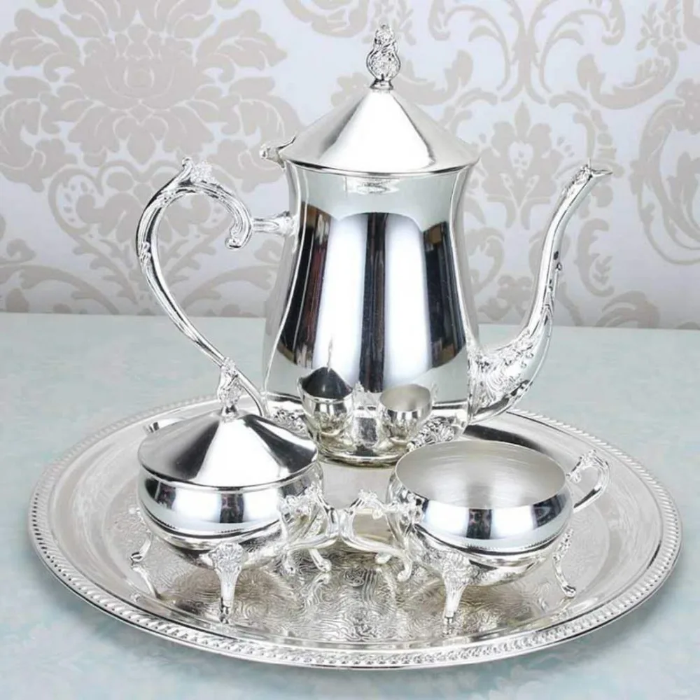 Coffee pot set European coffee pot alloy coffee pot set metal tea set fashion old hip flask afternoon tea set 024 Coffee pot set European coffee pot alloy coffee pot set metal tea set fashion old hip flask afternoon tea set 024