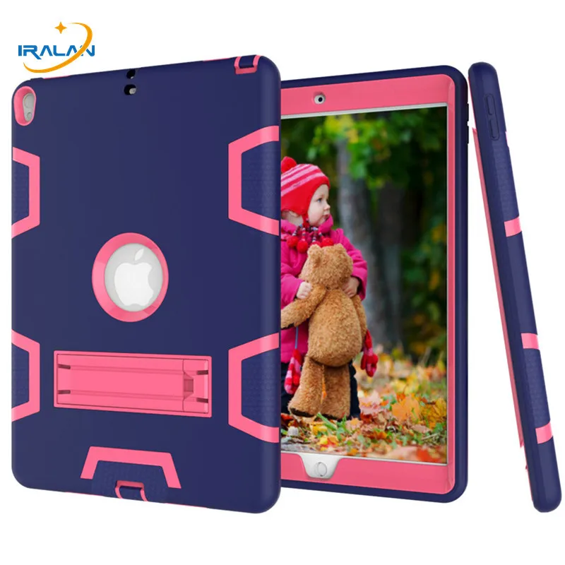 

Hot Armor Shockproof Silicon TPU+PC Stand Cover for Apple iPad Air 3 10.5/Pro 10.5 2017 Heavy Duty Tablet Back Case+Stylus+film