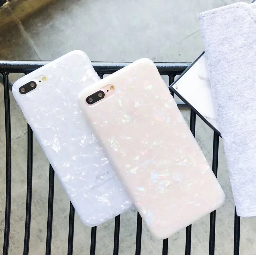 

Glitter Dream Shell Pattern Phone Case For iPhone XS XR XS Max X 8 7 6 6S Plus Soft TPU Silicone Back Cover Pure Color