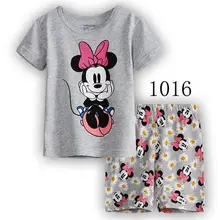 Дешевая цена, летняя детская одежда для маленьких девочек костюм с короткими рукавами хлопковые пижамы Детская Ночная рубашка пижамы JHH8Y