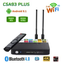 CSA93 Plus Android 8.1 Smart TV Box 4GB 64GB  RK3328 Quad Core Dual Band 2.4G 5G WiFi Bluetooth 4.0 TVbox USB 3.0 HD Netflix 