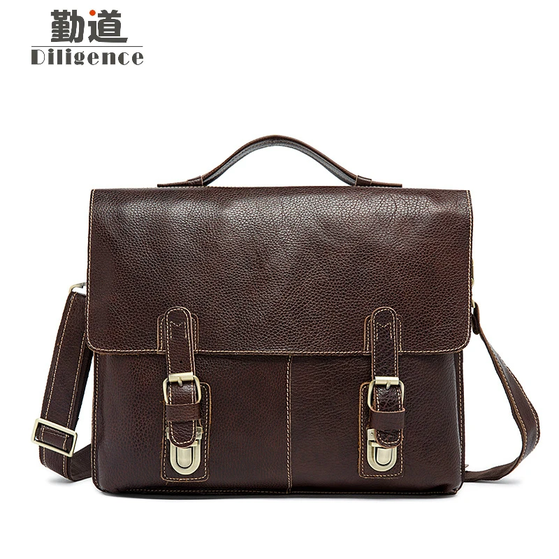

Genuine Leather Mens Business Bags Vintage Cow Leather Handbags Korean Version School Crossbody Laptop Bag Messenger Briefcases
