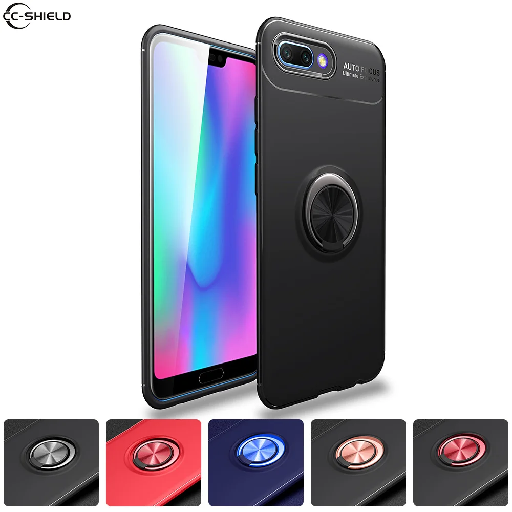 

Soft Silicone Case for Huawei Honor 10 COL-L29 Case 360 Degree Metal Ring Phone Cover for Huawei Honor10 COL L29 TPU Cases Frame