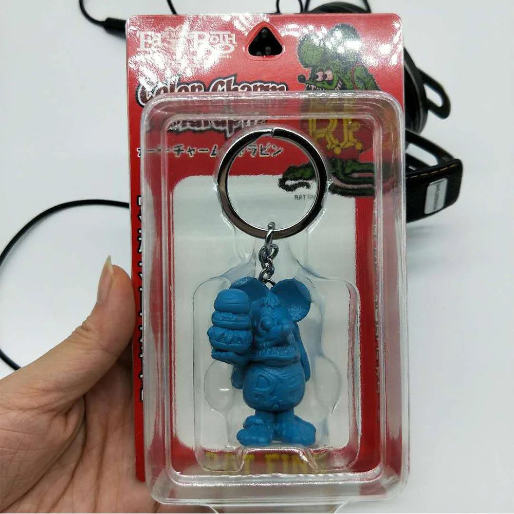 Rat Fink ED Big Daddy Roth Keychain Key Chain Figures Ratfink Doll Key Ring - Цвет: Blue