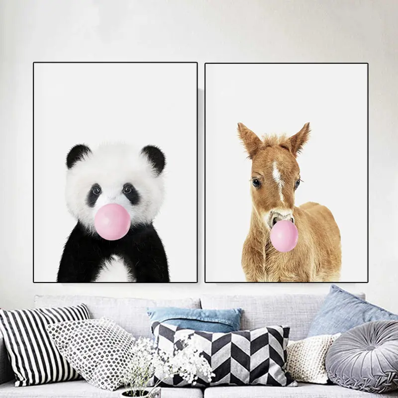 

Panda Leopard Donkey Kangaroo Animal Minimalist Potter Art Canvas Poster Print Wall Picture Room Wall For Living Room Home Decor