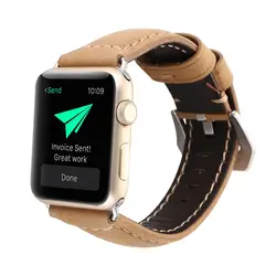Пояса из натуральной кожи Crazy Horse ремешок для Apple Watch замена часы группы для Apple iwatch полосы 42 мм и 38 мм