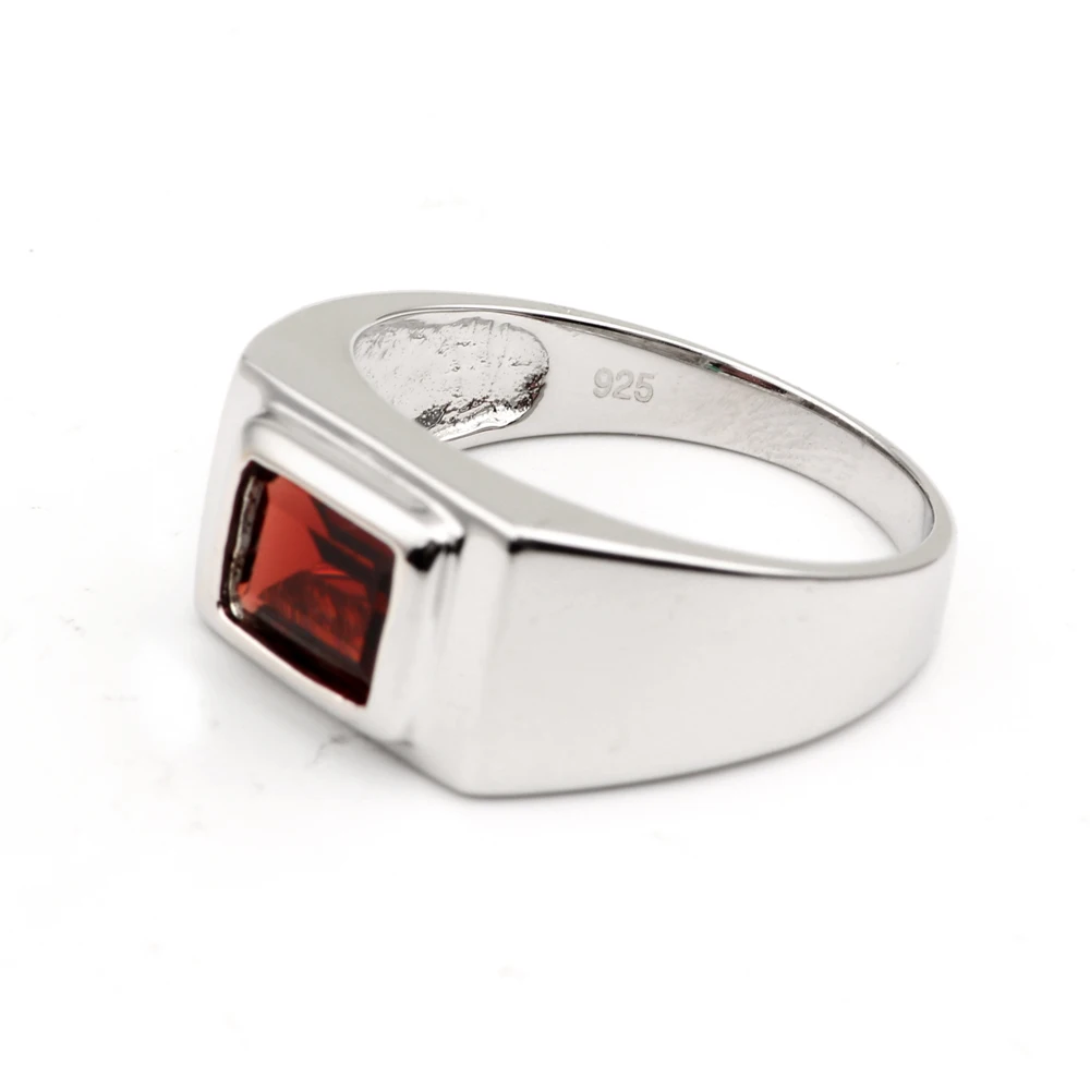 925 Серебряное кольцо для мужчин красный гранат 7x9 мм драгоценный камень Невидимый зубец Установка января Козерога камень подарок на день отца R509RGN