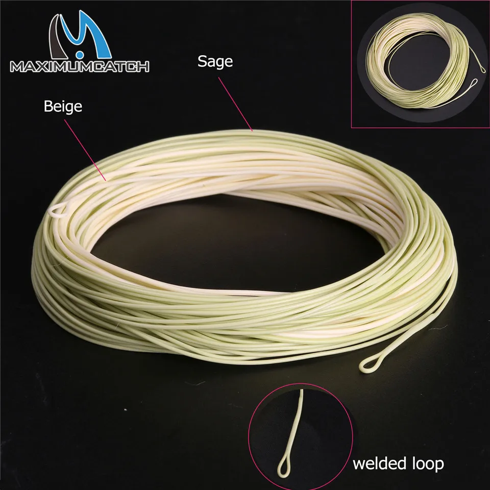 Maximumcatch 90FT المرقط صنارة صيد السمك بذبابة الصيد الصناعية 4/5/6wt البيج/حكيم الوزن إلى الأمام العائم يطير خط مع ملحومة الحلقات