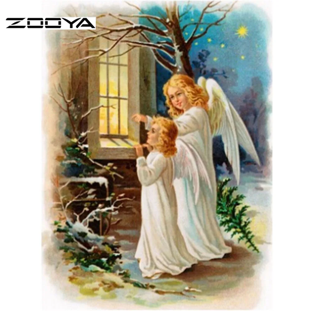 ZOOYA Diy Алмазная картина мозаика смолы Стразы рукоделие два белых ангела