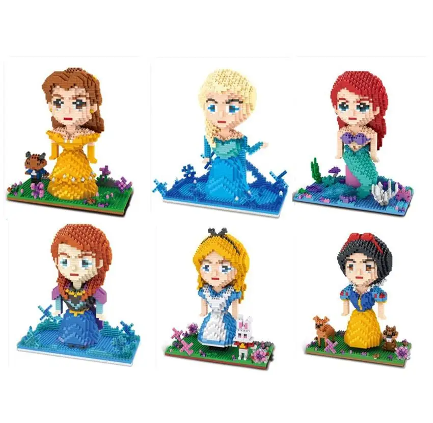 

ZMS Small Blocks Cute Mermaid Model Small bricks Elsa Princess brinquedos Auction Firgures Juguete Girls Gifts Toys for Children