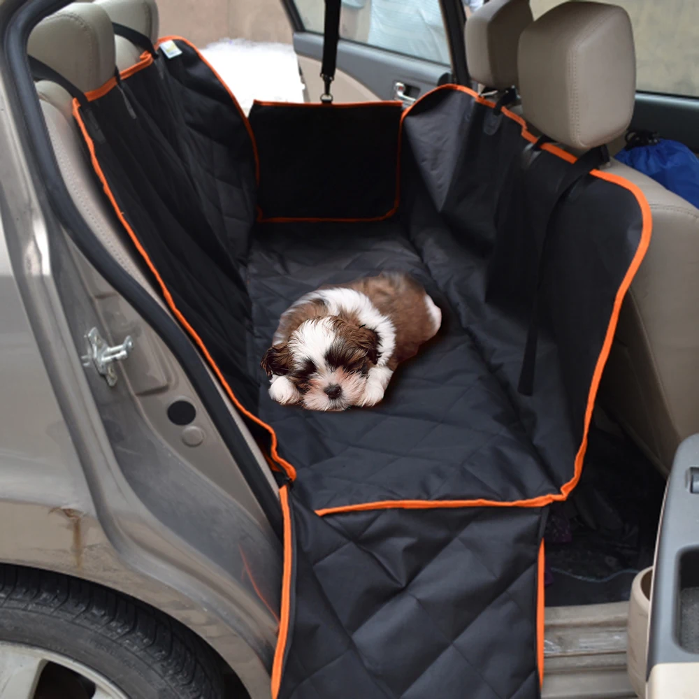

Pet Car Seat Cover Waterproof Non-skid Dog Cat Seat Covers with Orange Brim and 2 Side Flaps for Cars Trucks and SUV