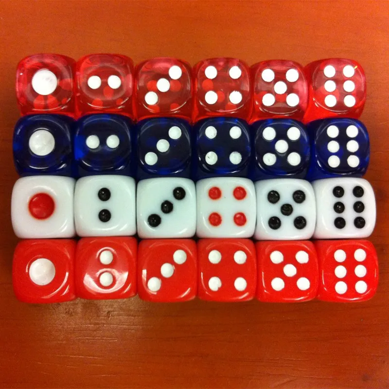 Lot 20pcs 12mm 0.47 /'/' Acryl 6 Sided Poker Würfel mit Symbolen A K Q J 10