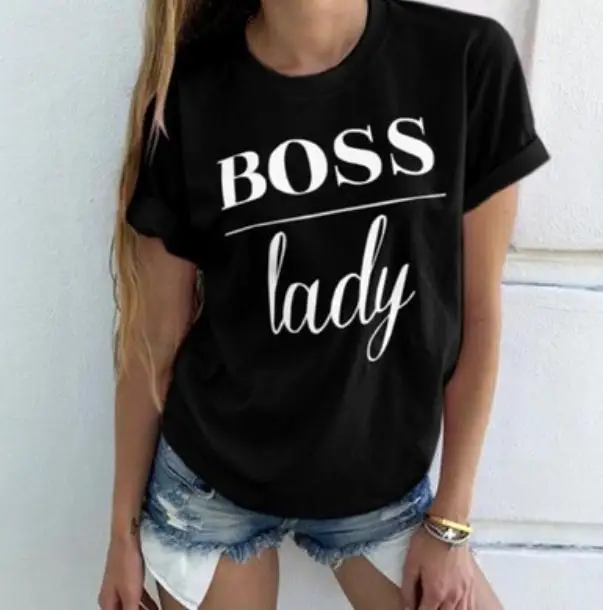 Новая Женская Классическая футболка с принтом Boss Lady, футболка с коротким рукавом, женские трендовые повседневные топы с буквенным принтом, топы с коротким рукавом в стиле Харадзюку