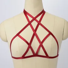 Клетки тела ярких цветов красный поддерживающее нижнее белье из эластичных лямок бюстгальтер белье без косточек Готическая перевязь жгут Фетиш Rave Женская портупея с ремнями