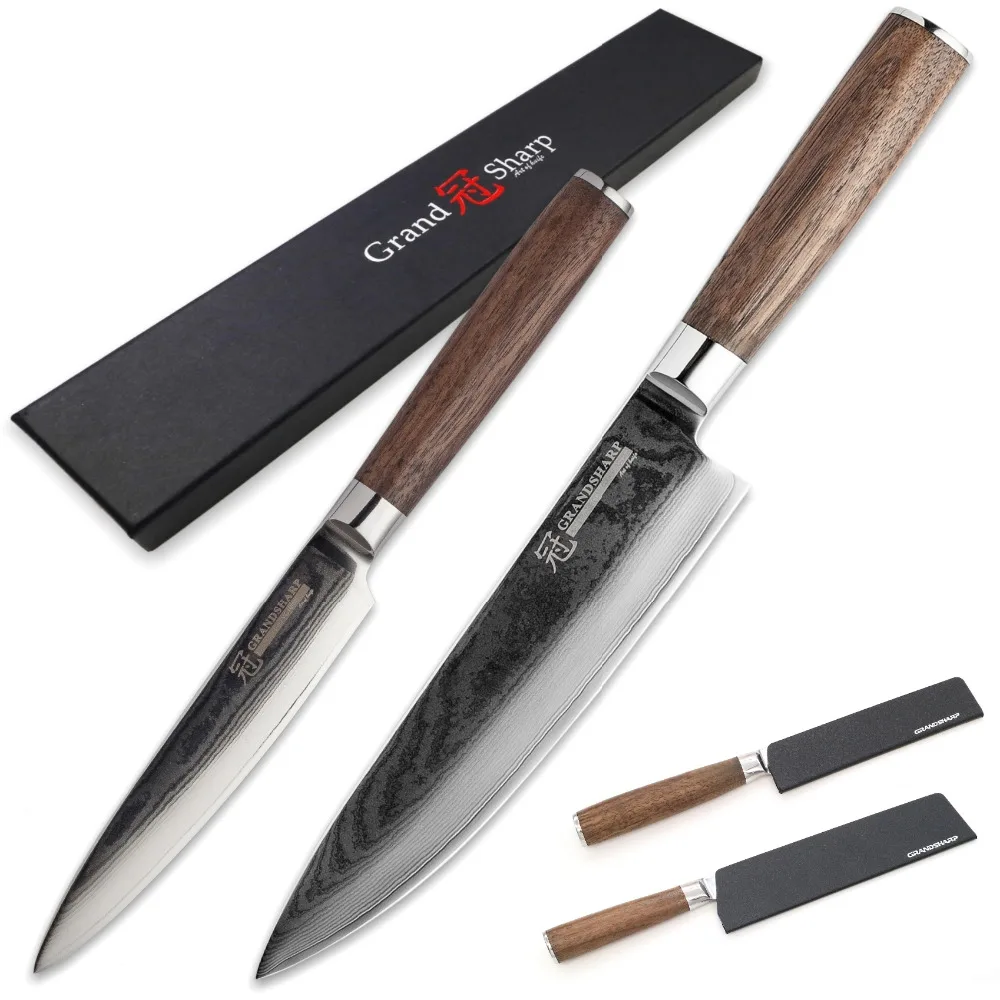 Damascus Knife Set 2 Piece Damascus Japanese Stainless ...