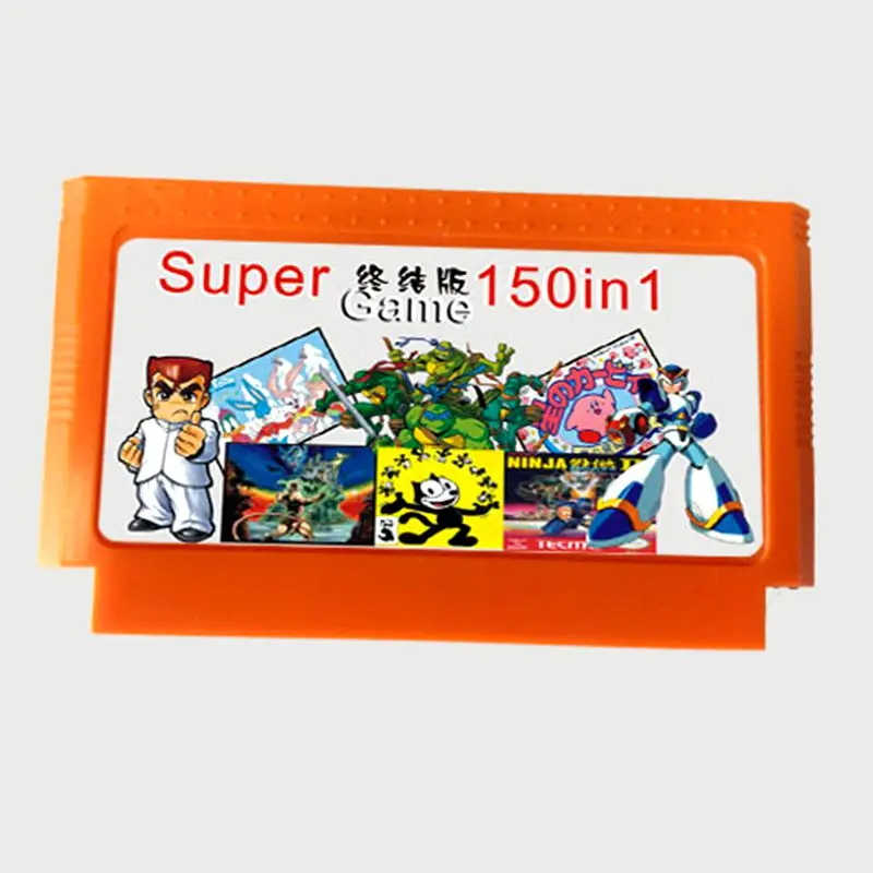 

Top quality 8 bit Game Cartridge 150 in 1 with Rockman 1 2 3 4 5 6 NINJA TURTLES Contra Kirby's Adventure ( No Battery Save)