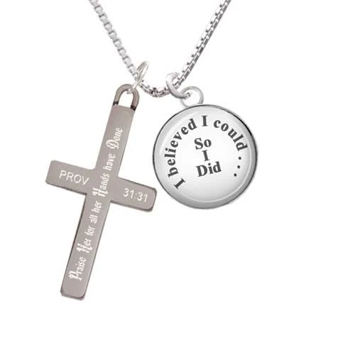 Domed I Believed I Could - Praise Her - Cross Necklace (1)