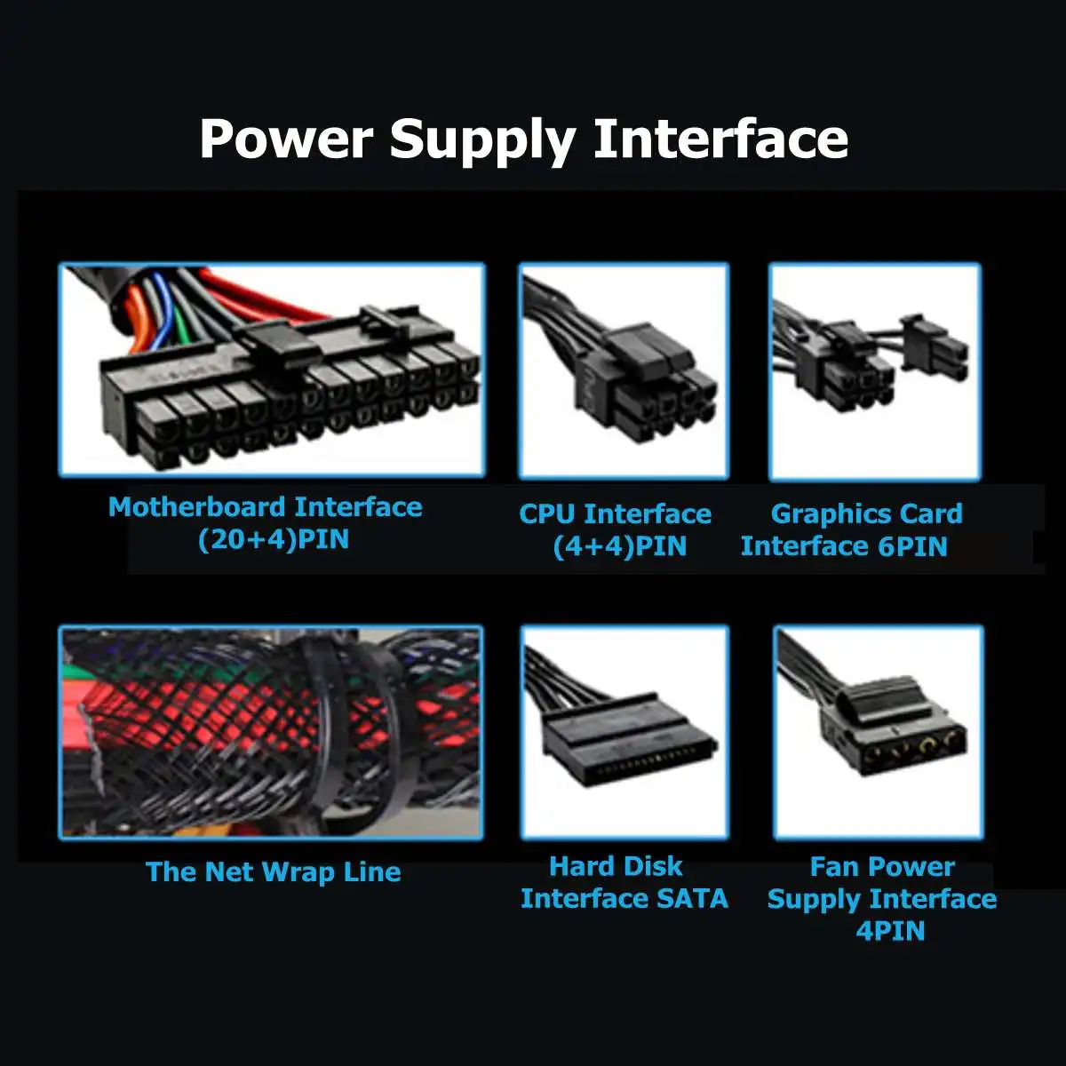 Cheap  Max 1500W Power Supply 140mm LED Fan 24 Pin PCI SATA ATX 12V PC Computer Power Supply Support AMD W